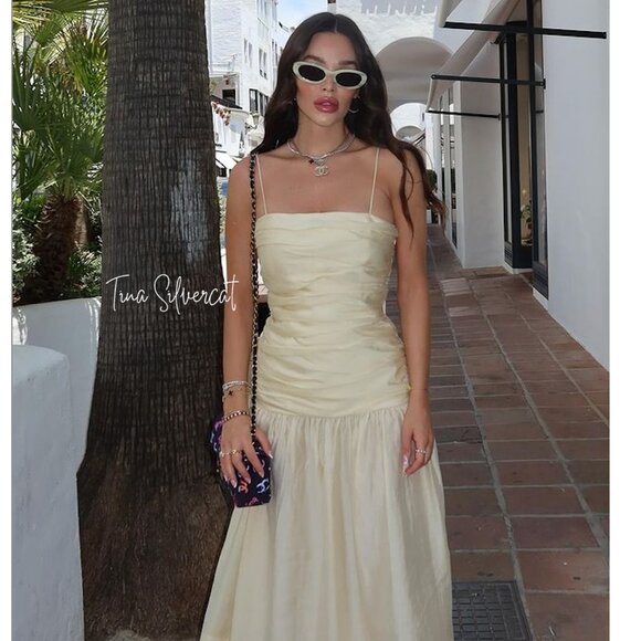 BLOGGER'S FAVE! Zara Draped Midi Dress Taupe Brown NWT - Picture 16 of 17